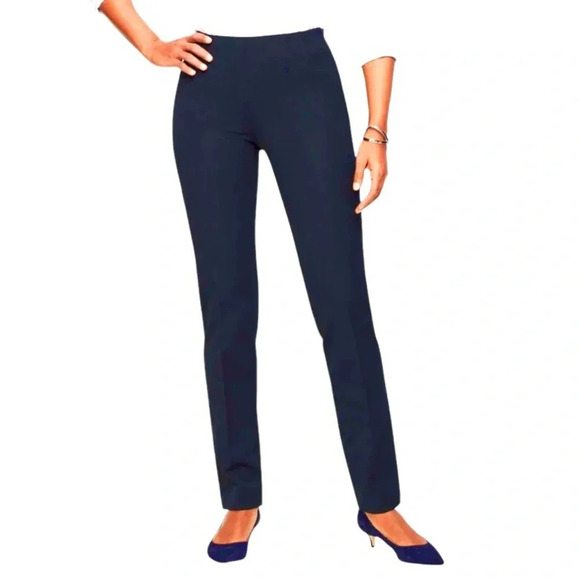 Talbots Refined Bi-stretch straight leg pants Trousers Navy Womens size 10P - Picture 1 of 12